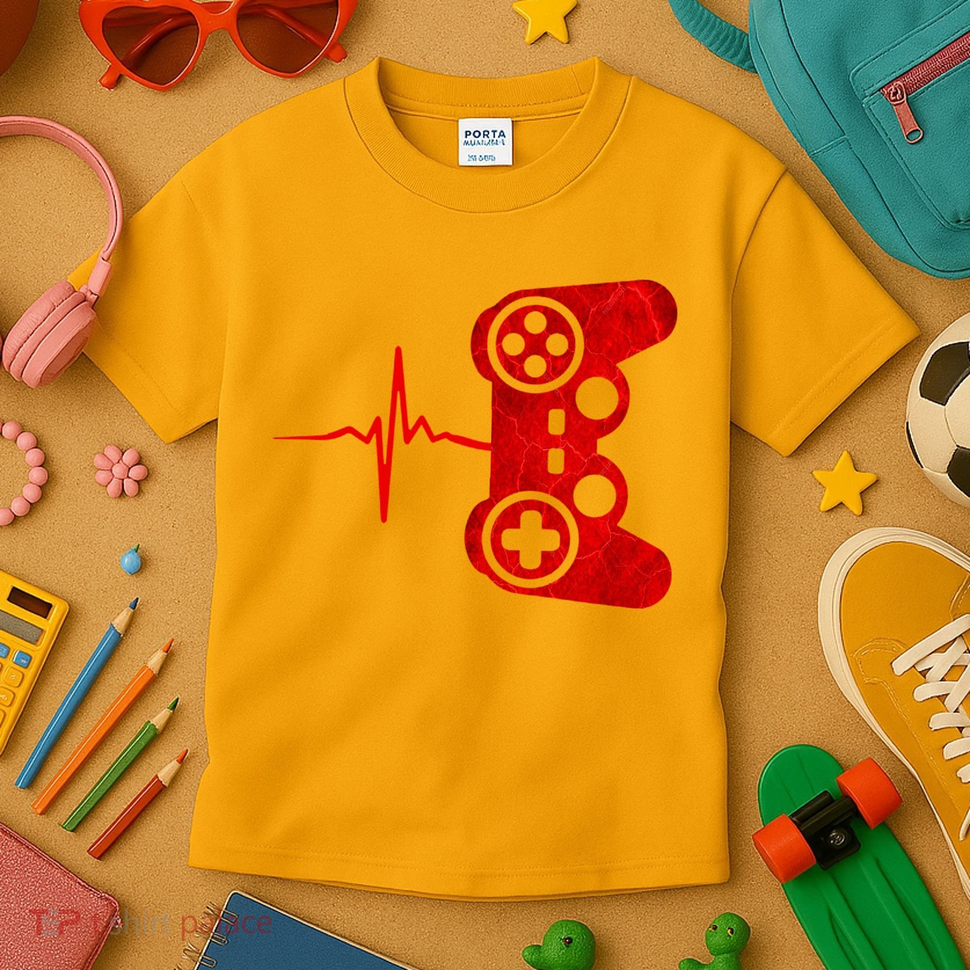 Heartbeat Controller Gamer Kids T-Shirt