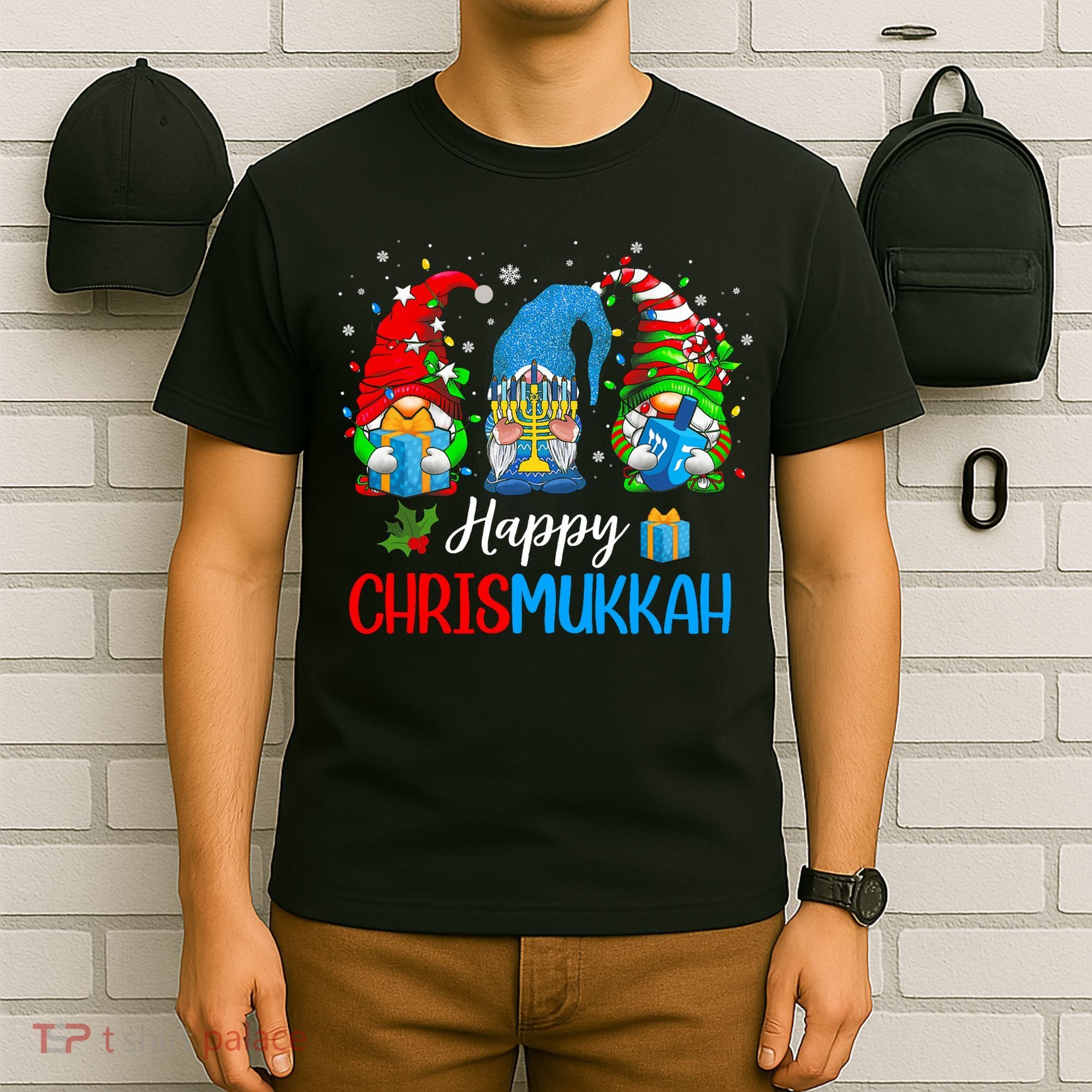 Happy Chrismukkah Gnomes Merry Christmas And Happy Hanukkah T-Shirt