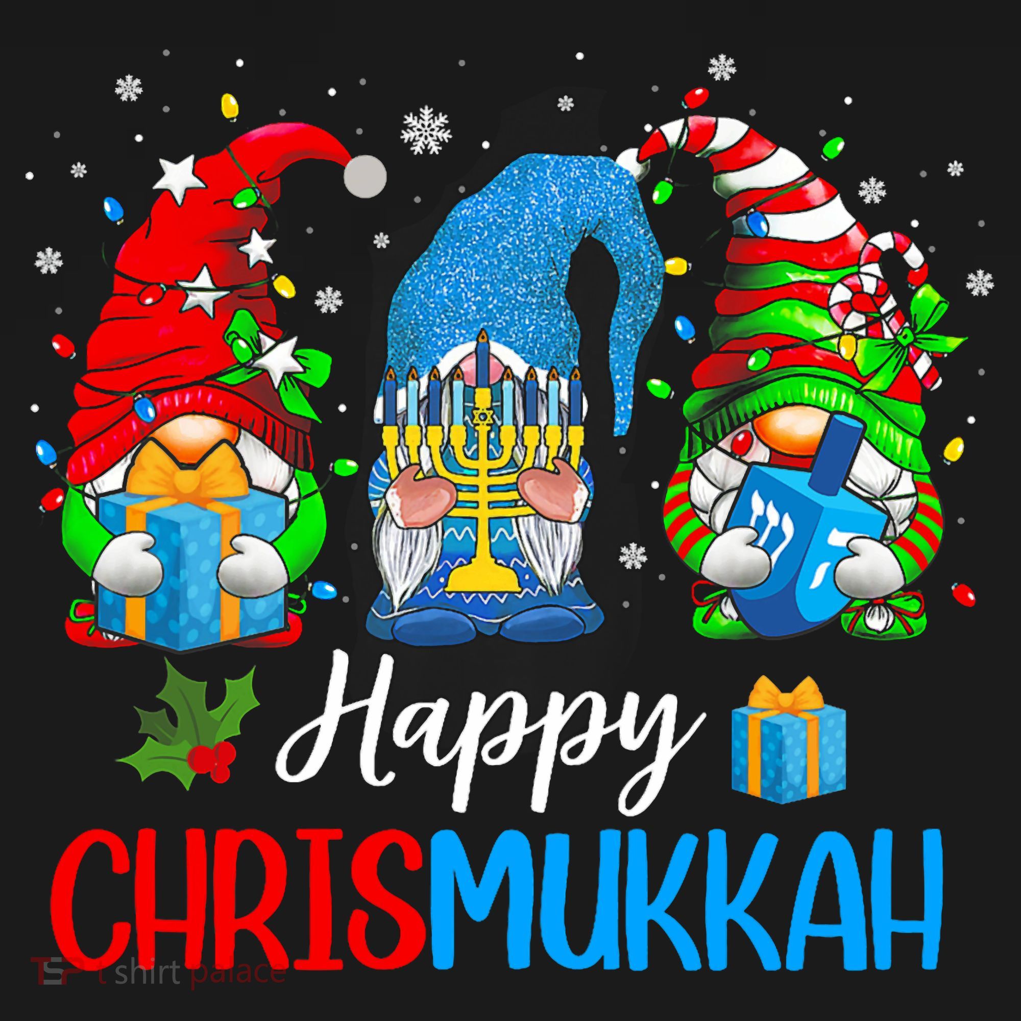 Happy Chrismukkah Gnomes Merry Christmas And Happy Hanukkah Women's Hoodie