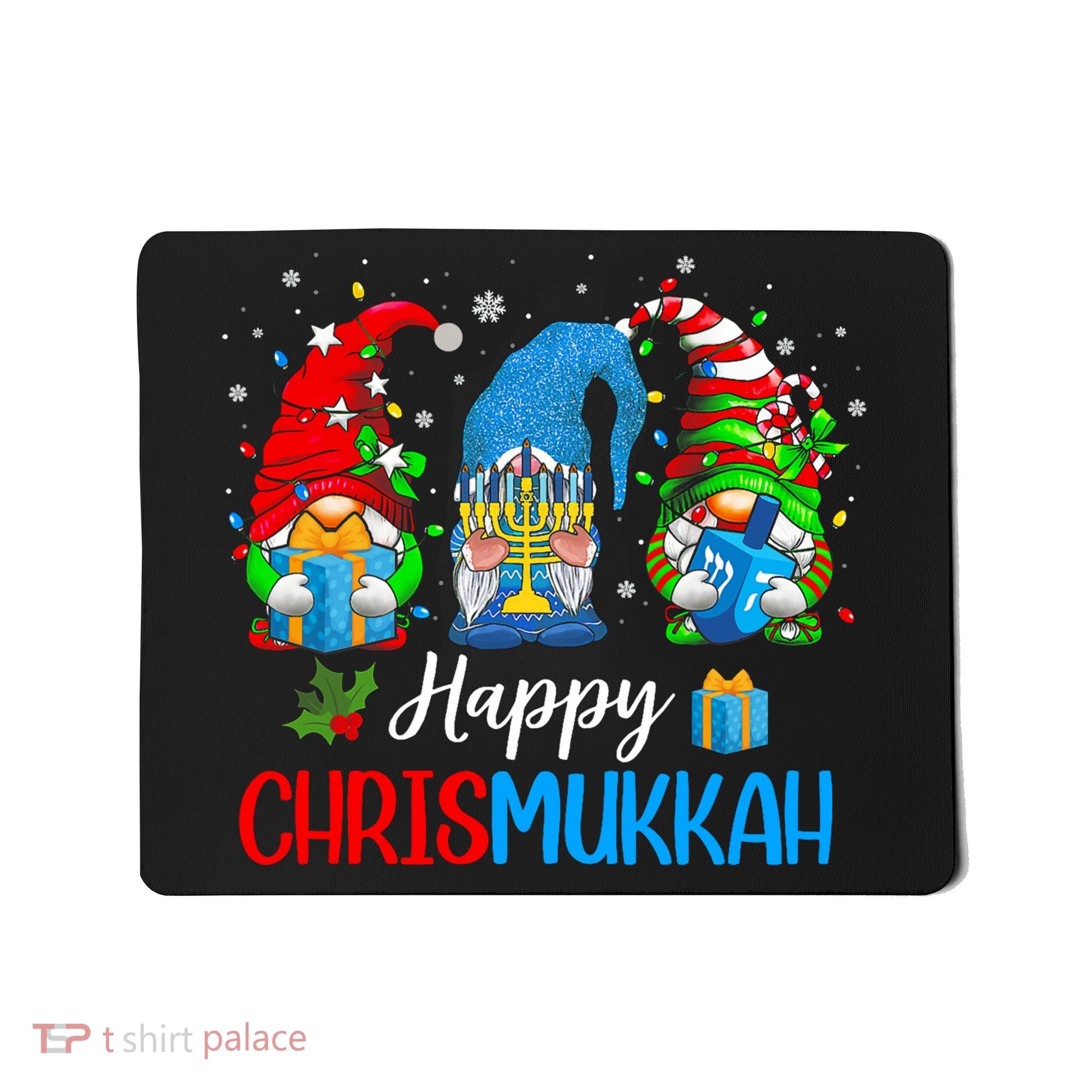 Happy Chrismukkah Gnomes Merry Christmas And Happy Hanukkah Mousepad