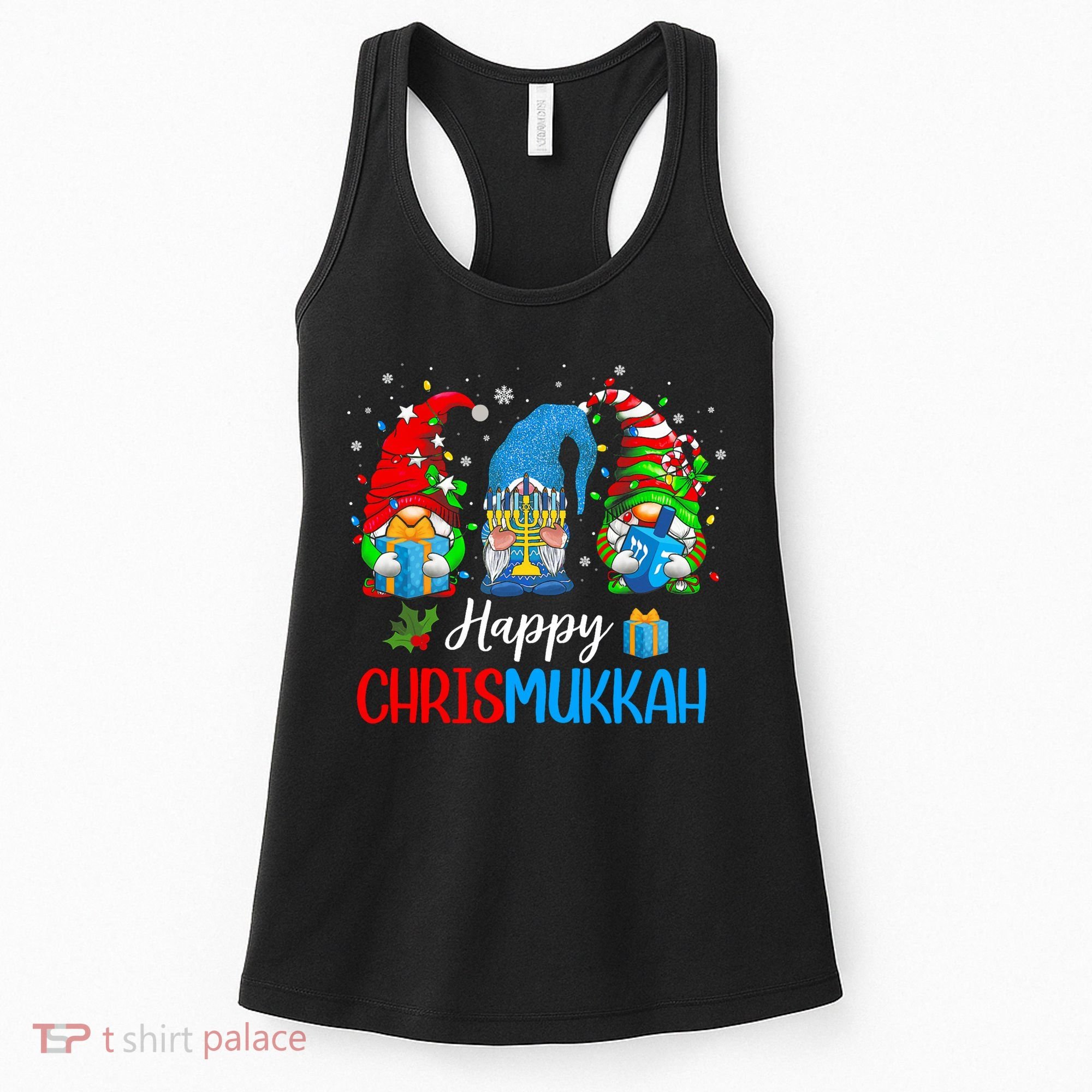 Happy Chrismukkah Gnomes Merry Christmas And Happy Hanukkah Women's Tank Top