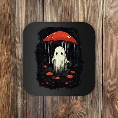 Halloween Cottagecore Ghost Mushroom Spooky Coaster