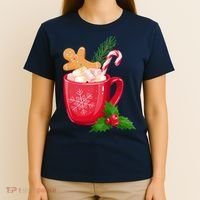 Hot Chocolate Gingerbread Christmas T-Shirt thumb 4