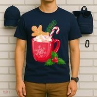Hot Chocolate Gingerbread Christmas T-Shirt thumb 6