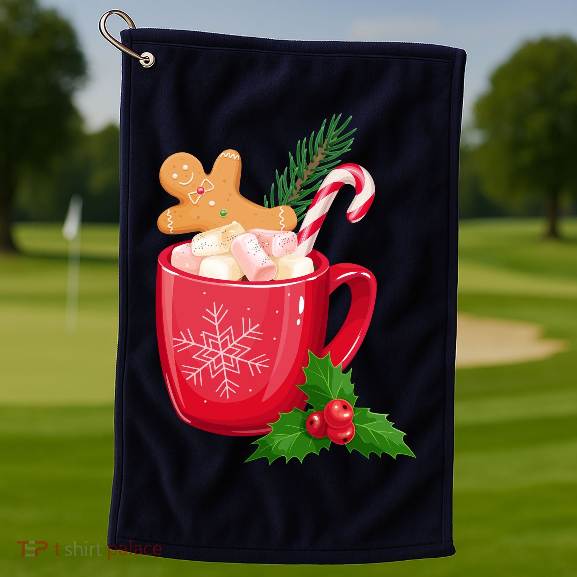 Hot Chocolate Gingerbread Christmas Golf Towel