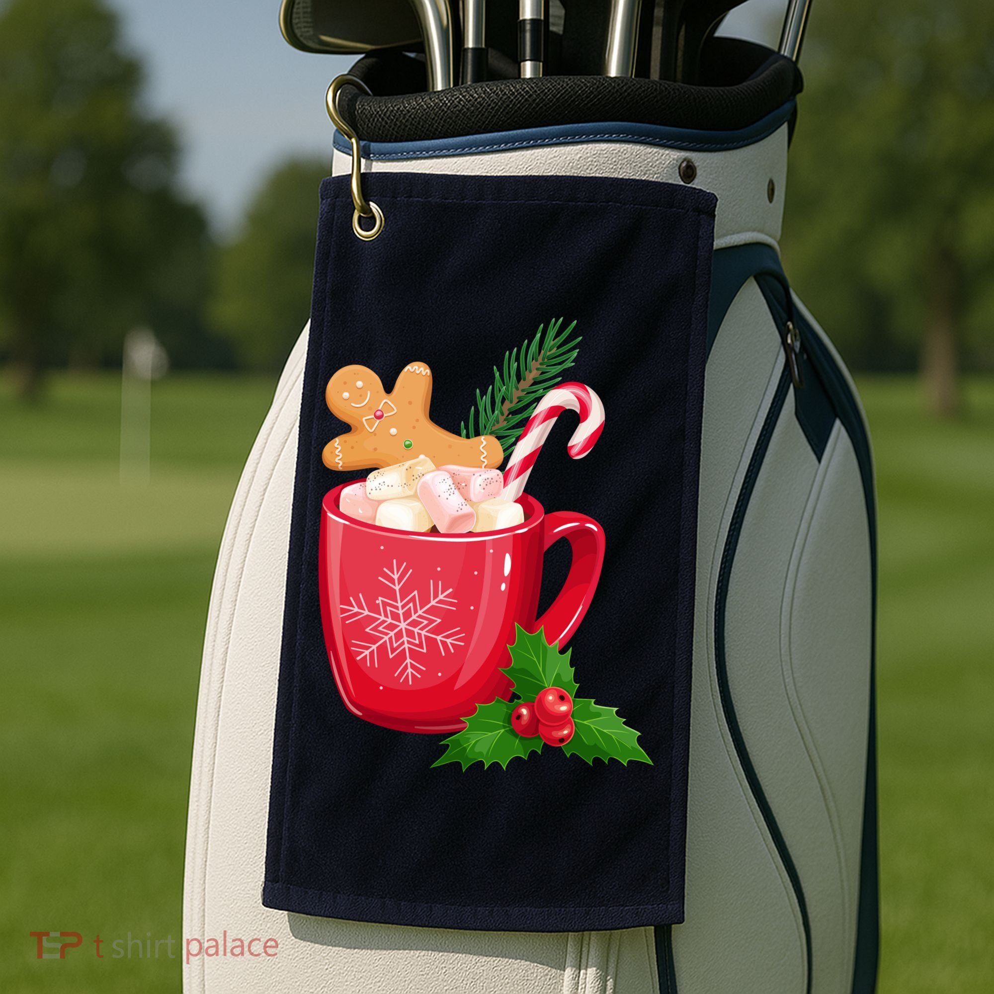 Hot Chocolate Gingerbread Christmas Golf Towel