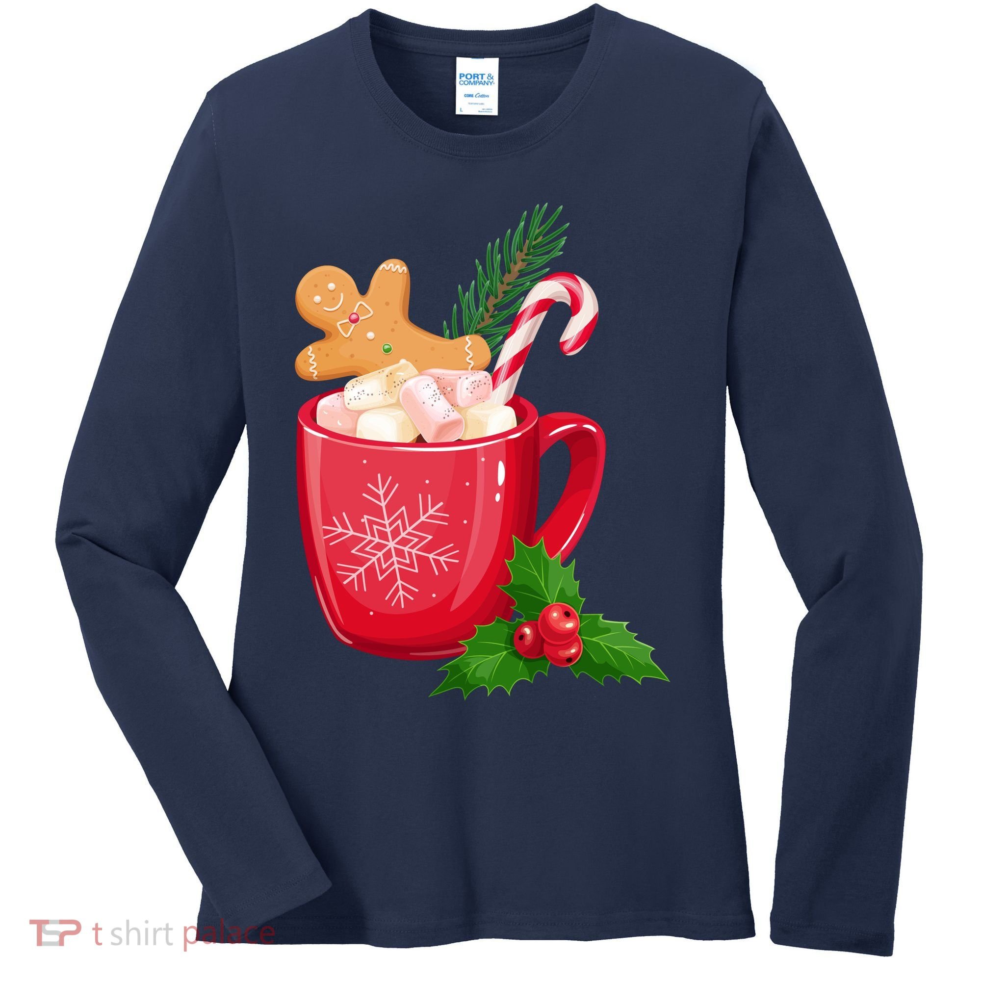 Hot Chocolate Gingerbread Christmas Women's Long Sleeve Shirt