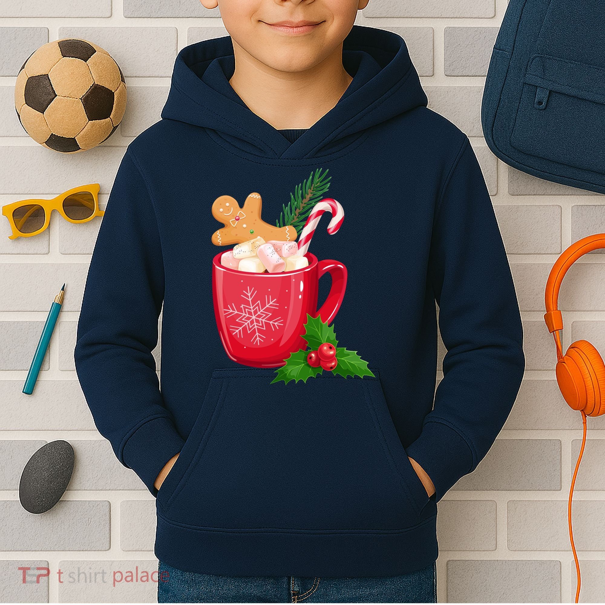 Hot Chocolate Gingerbread Christmas Kids Hoodie