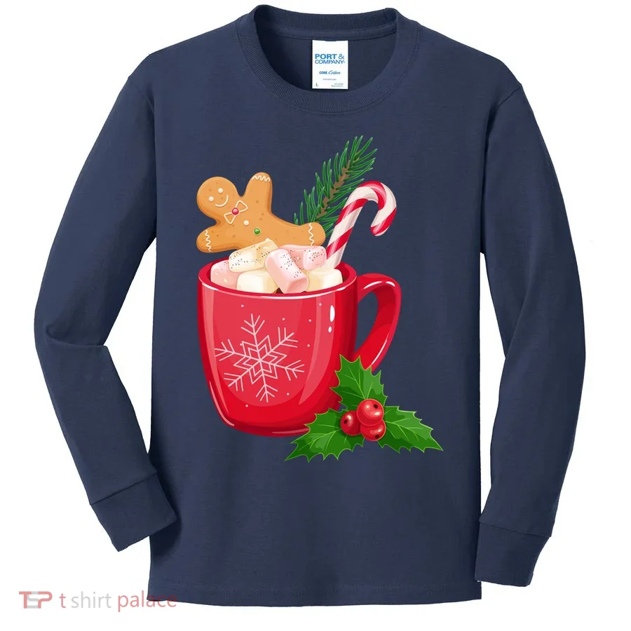 Hot Chocolate Gingerbread Christmas Kids Long Sleeve Shirt