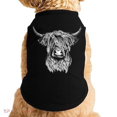 Highland Cow Hand Drawn Illustration Doggie Tank