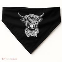 Highland Cow Hand Drawn Illustration USA-Made Doggie Bandana thumb 0