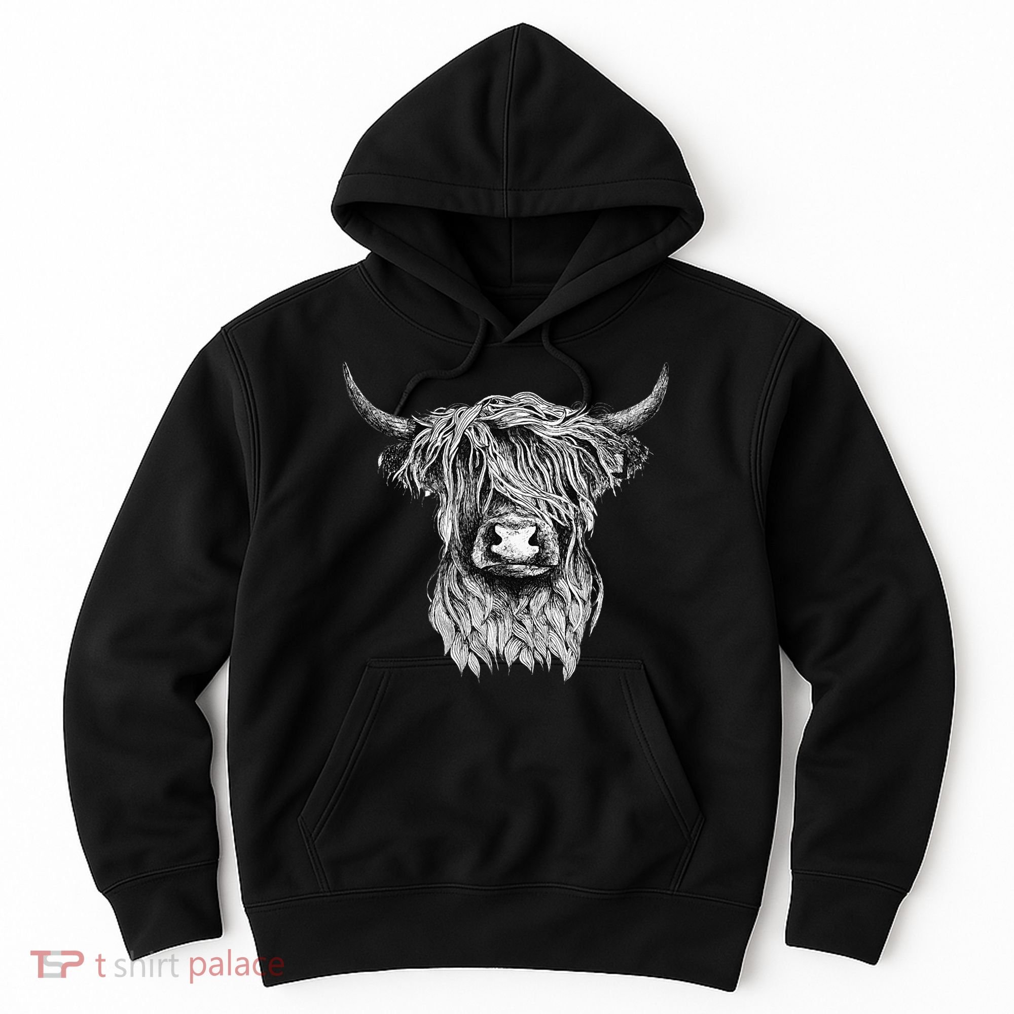 Highland Cow Hand Drawn Illustration Hoodie
