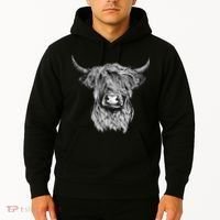 Highland Cow Hand Drawn Illustration Hoodie thumb 2