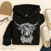Highland Cow Hand Drawn Illustration Hoodie thumb 4