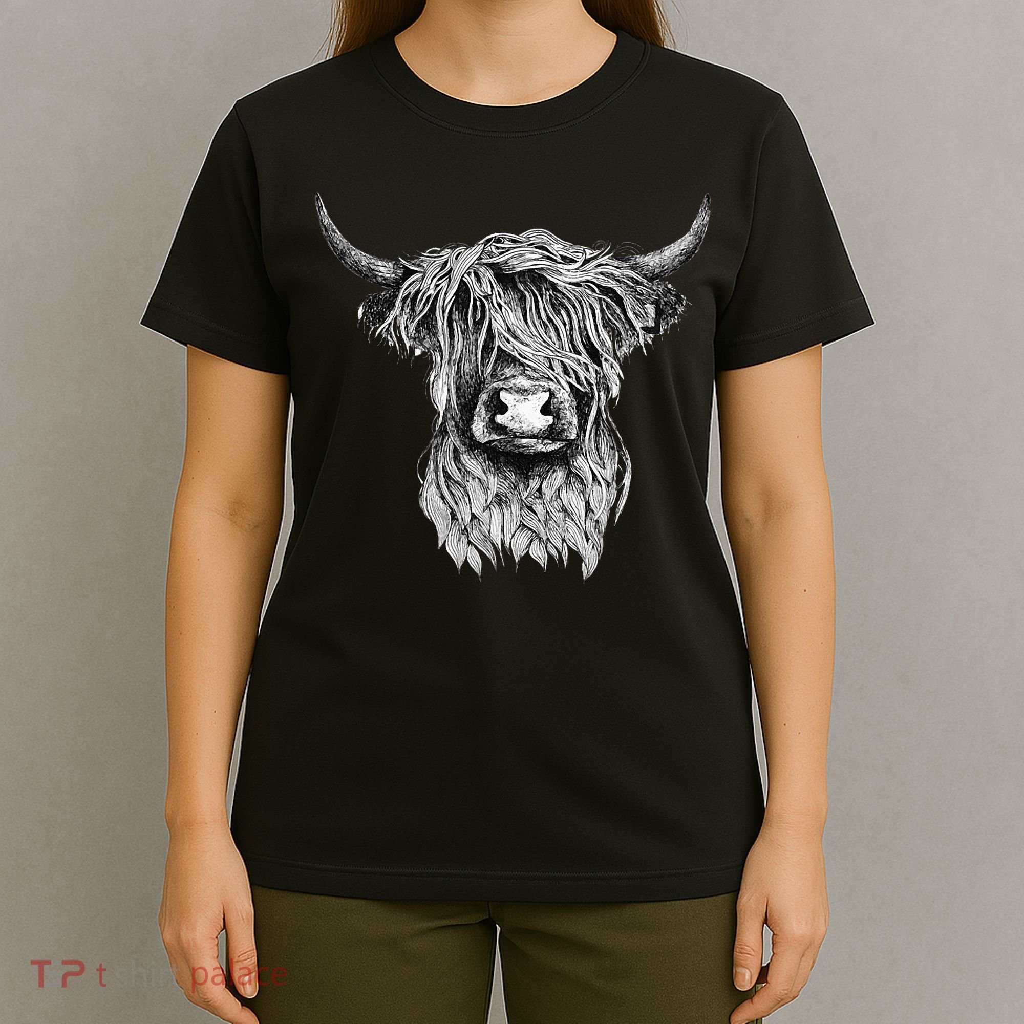 Highland Cow Hand Drawn Illustration T-Shirt
