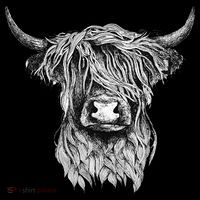 Highland Cow Hand Drawn Illustration Ornament thumb 1