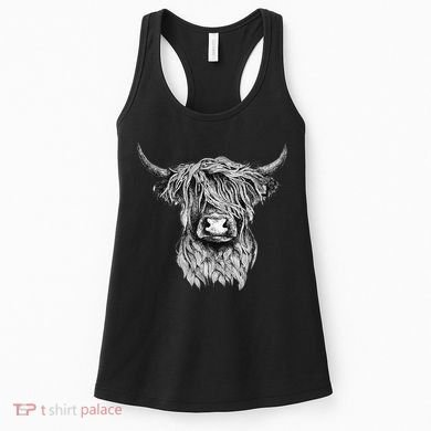 Highland Cow Hand Drawn Illustration Women's Tank Top