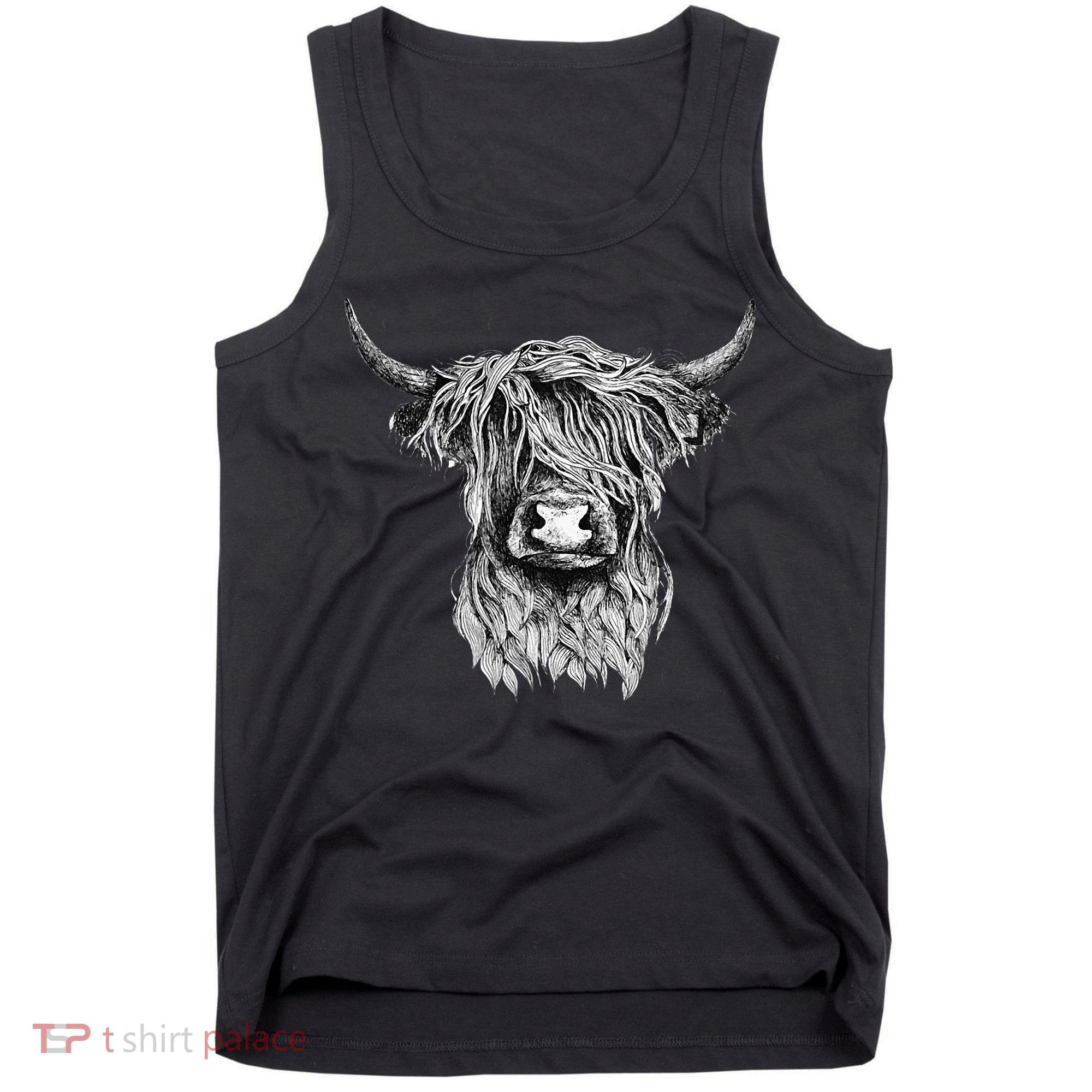 Highland Cow Hand Drawn Illustration Tank Top