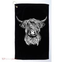Highland Cow Hand Drawn Illustration Golf Towel thumb 0