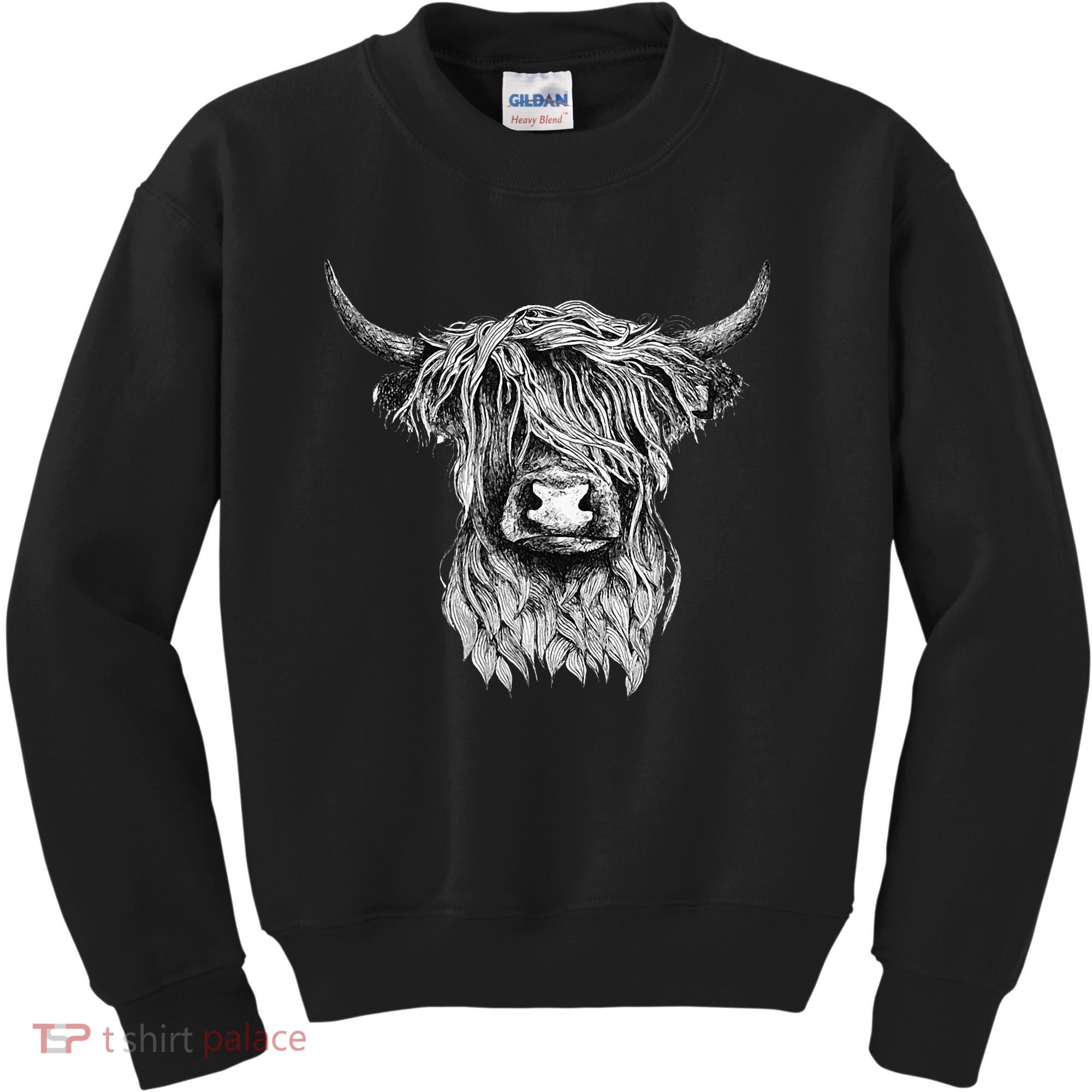 Highland Cow Hand Drawn Illustration Kids Sweatshirt