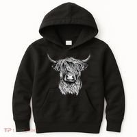 Highland Cow Hand Drawn Illustration Kids Hoodie thumb 0