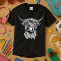 Highland Cow Hand Drawn Illustration Kids T-Shirt thumb 3