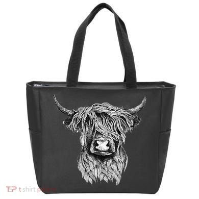 Highland Cow Hand Drawn Illustration Bag