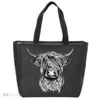 Highland Cow Hand Drawn Illustration Tote Bag thumb 0