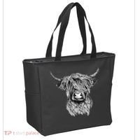 Highland Cow Hand Drawn Illustration Tote Bag thumb 2