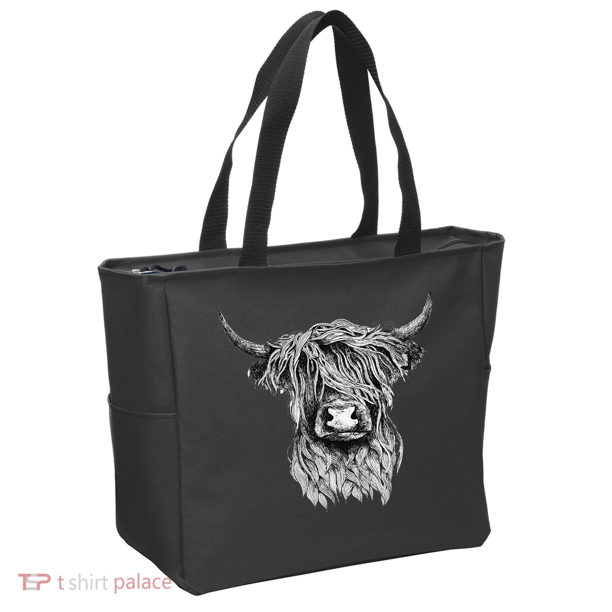 Highland Cow Hand Drawn Illustration Tote Bag