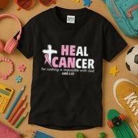 He Can Heal Cancer Breast Cancer Awareness Kids T-Shirt thumb 3