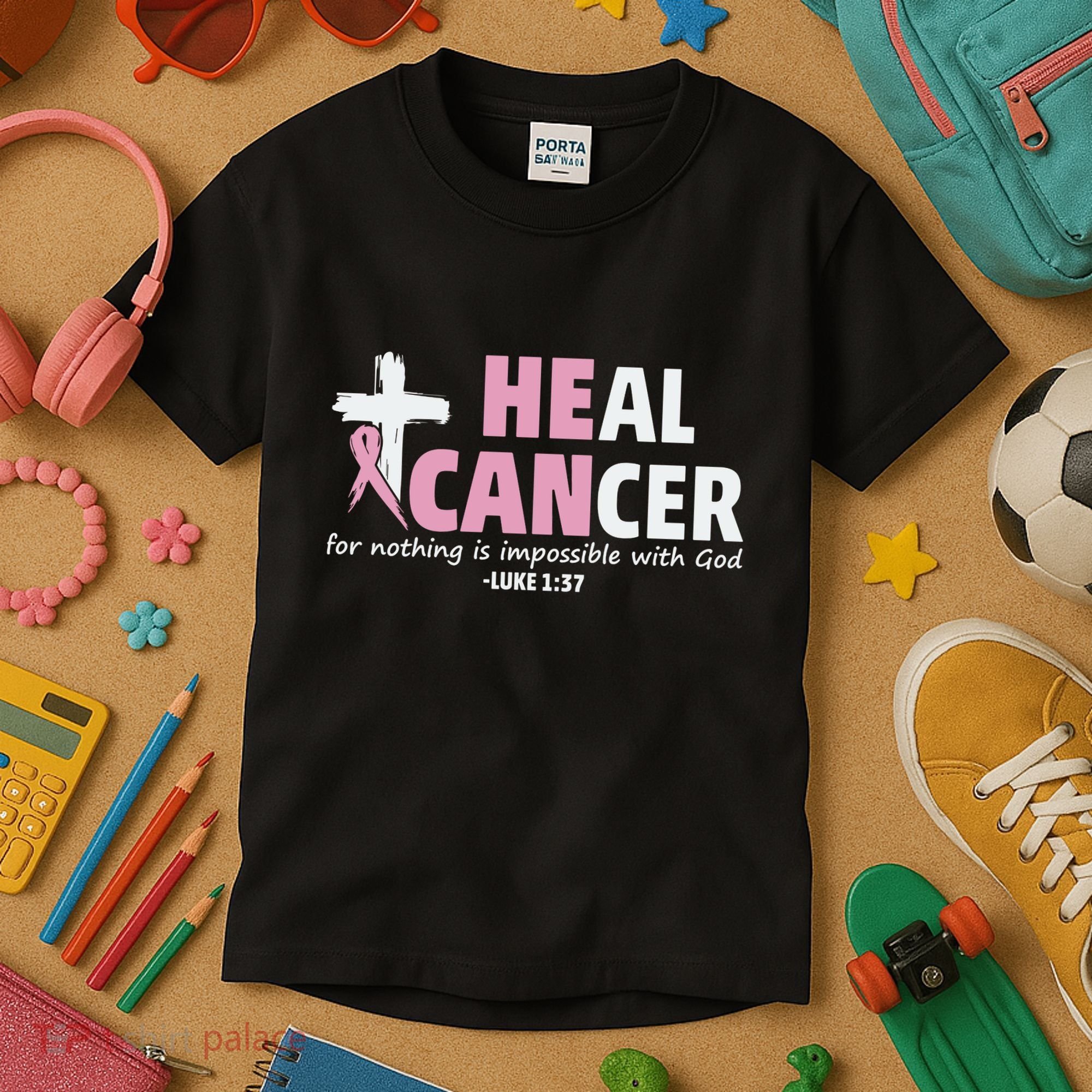 He Can Heal Cancer Breast Cancer Awareness Kids T-Shirt