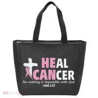 He Can Heal Cancer Breast Cancer Awareness Tote Bag thumb 0