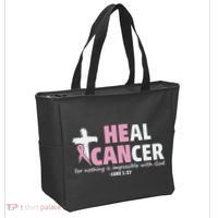 He Can Heal Cancer Breast Cancer Awareness Tote Bag thumb 2
