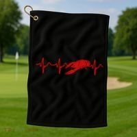 Heartbeat Crawfish Heart Frequency Boil Crew Lobster Season Meaningful Gift Golf Towel thumb 1