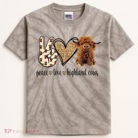 Highland Cow Kids Tie-Dye T-Shirt thumb 0