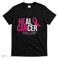 He Can Heal Cancer Pink Ribbon Breast Cancer Awareness T-Shirt thumb 0