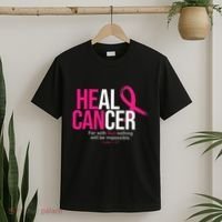 He Can Heal Cancer Pink Ribbon Breast Cancer Awareness T-Shirt thumb 2