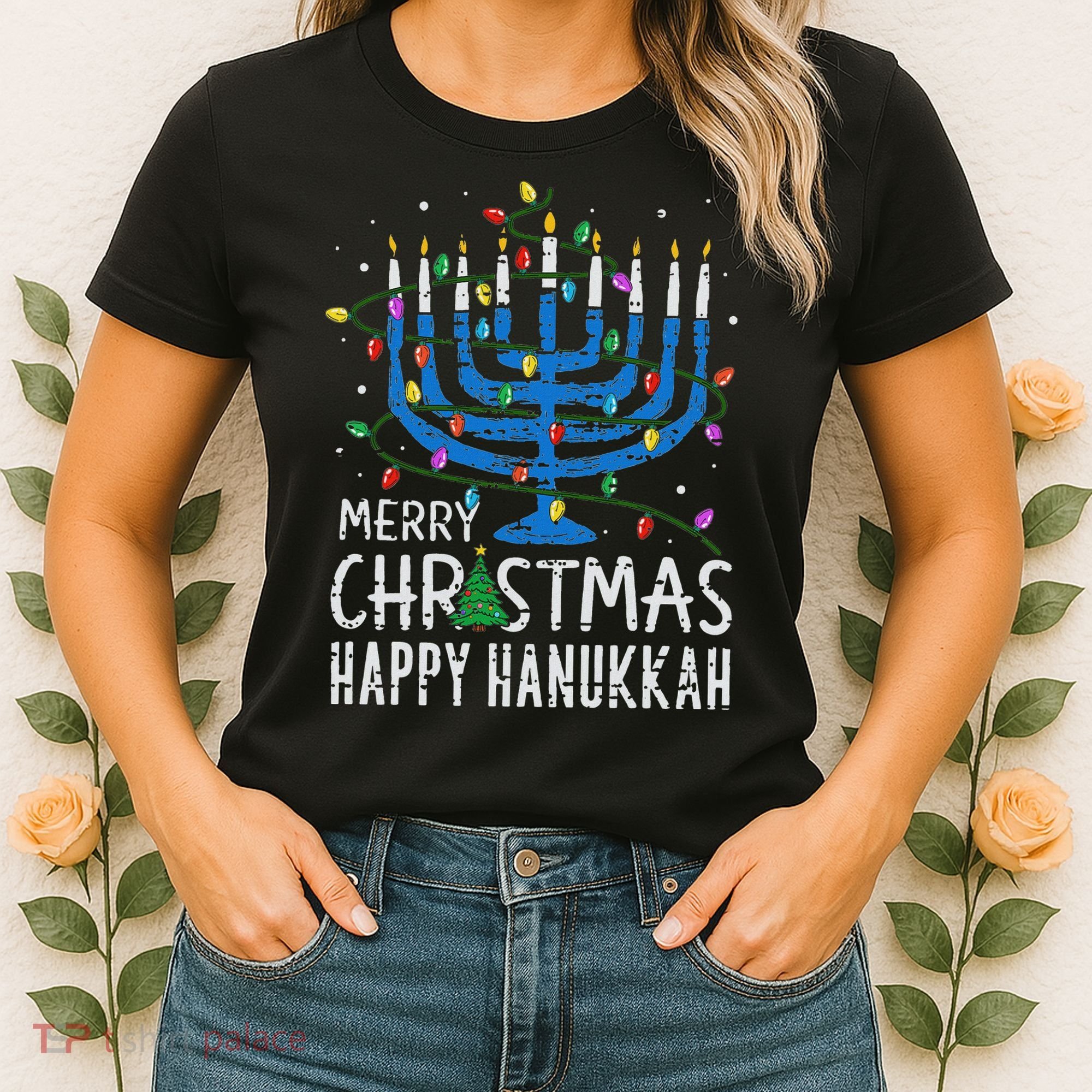 Happy Christmas Hanukkah Chanukah Jewish Women's T-Shirt