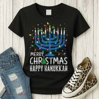 Happy Christmas Hanukkah Chanukah Jewish Women's T-Shirt thumb 3