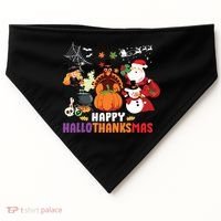 Halloween Christmas Happy Hallothanksmas Thanksgiving USA-Made Doggie Bandana thumb 0