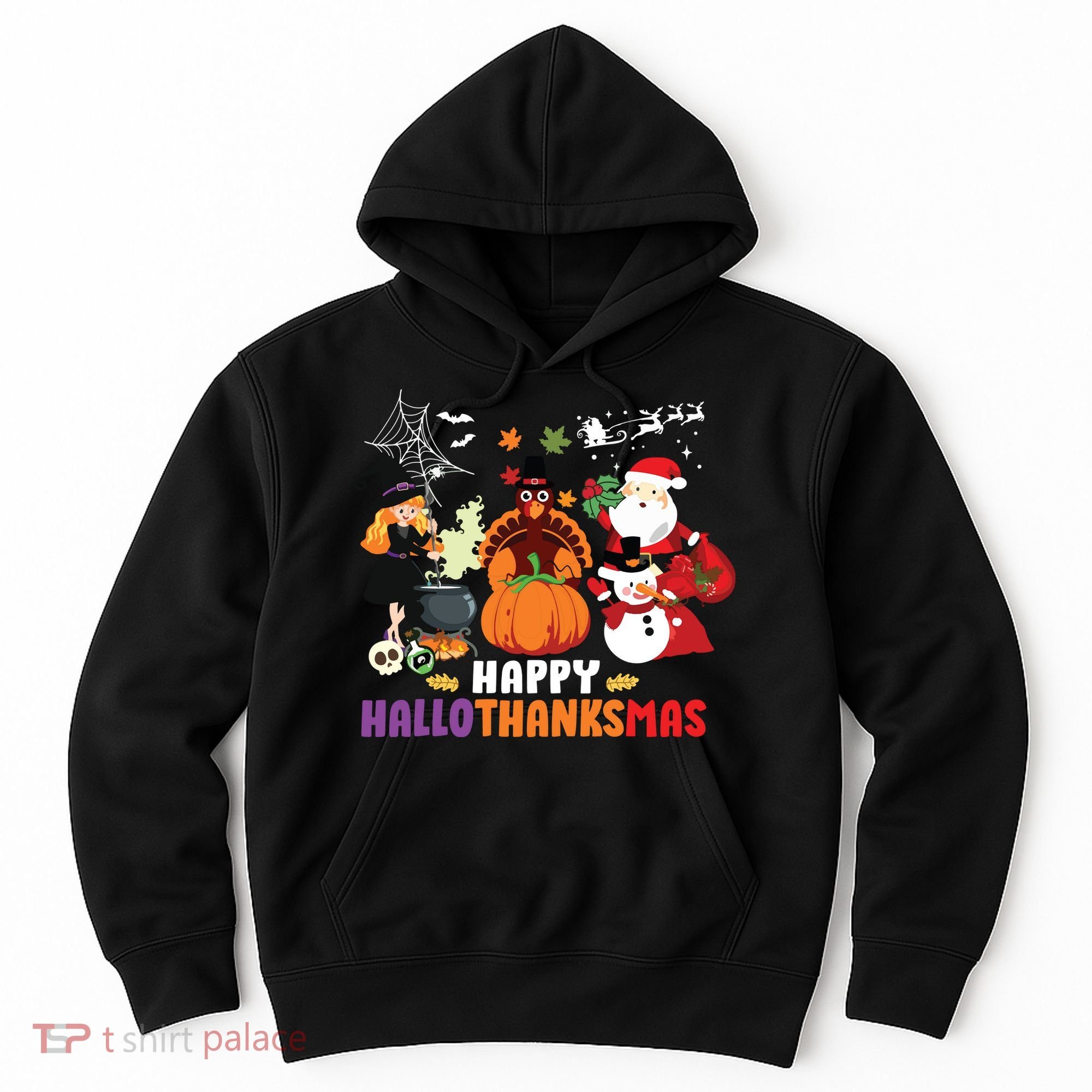 Halloween Christmas Happy Hallothanksmas Thanksgiving Hoodie