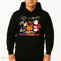 Halloween Christmas Happy Hallothanksmas Thanksgiving Hoodie thumb 2
