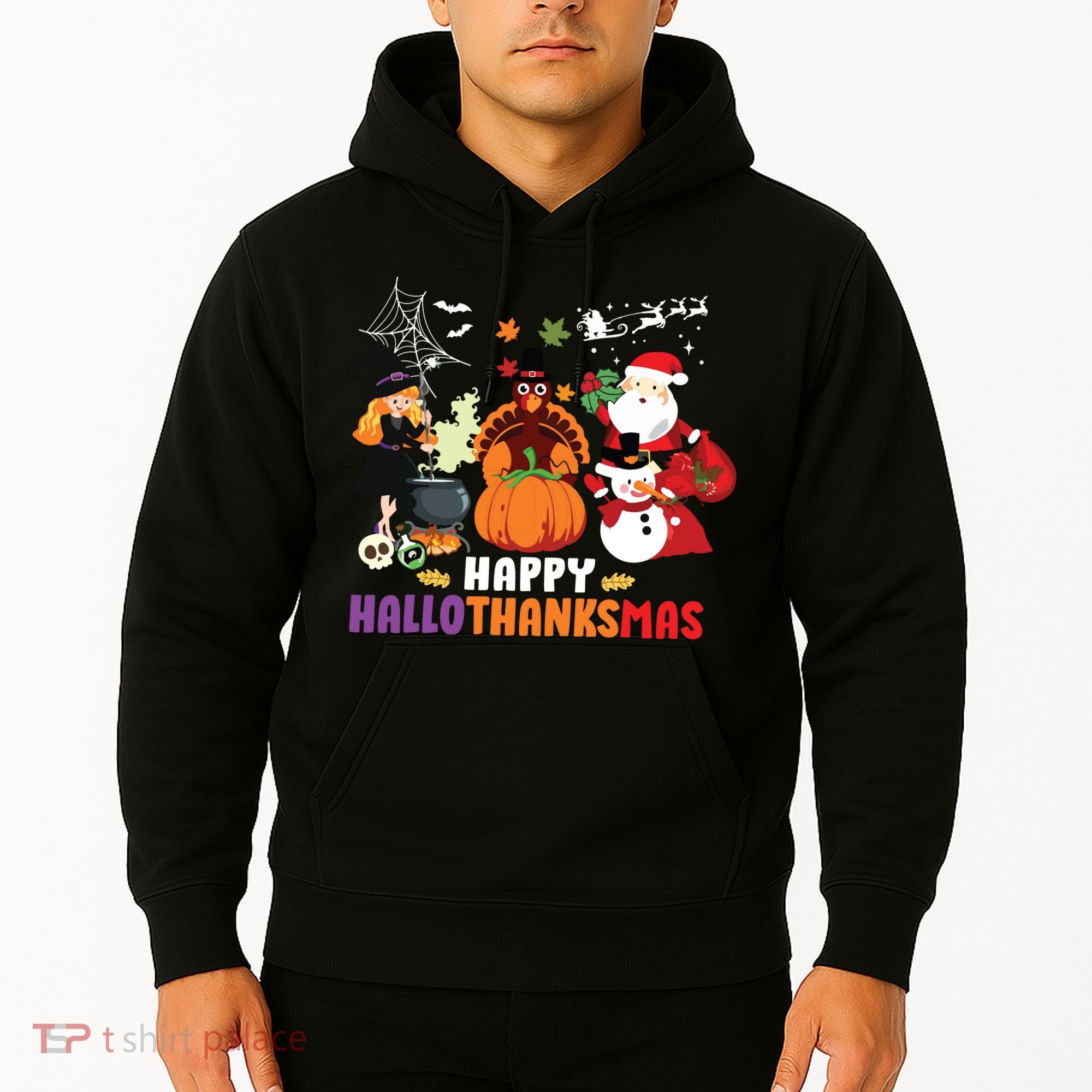 Halloween Christmas Happy Hallothanksmas Thanksgiving Hoodie