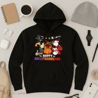Halloween Christmas Happy Hallothanksmas Thanksgiving Hoodie thumb 3