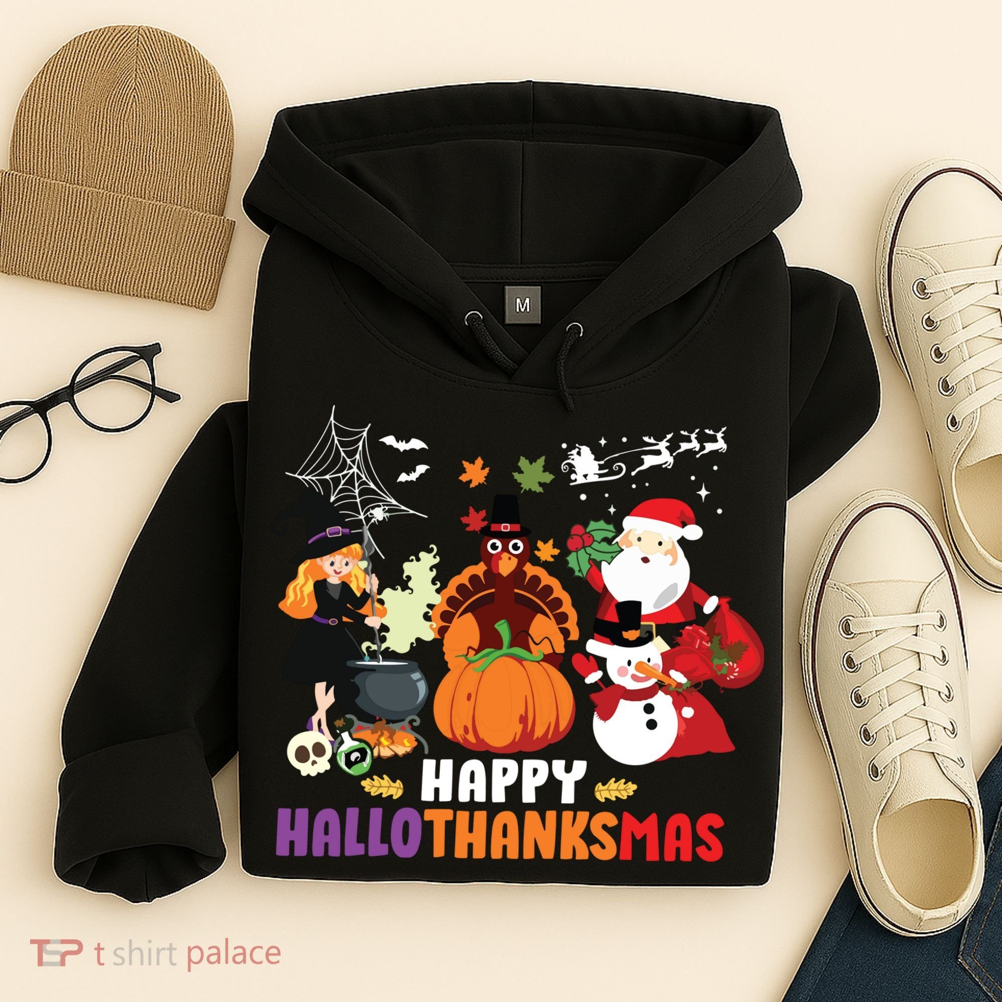 Halloween Christmas Happy Hallothanksmas Thanksgiving Hoodie