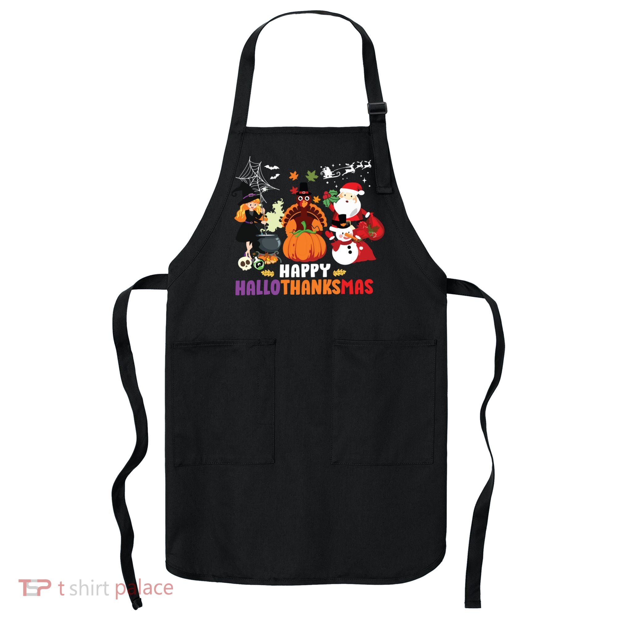 Halloween Christmas Happy Hallothanksmas Thanksgiving Apron
