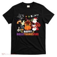 Halloween Christmas Happy Hallothanksmas Thanksgiving T-Shirt thumb 0
