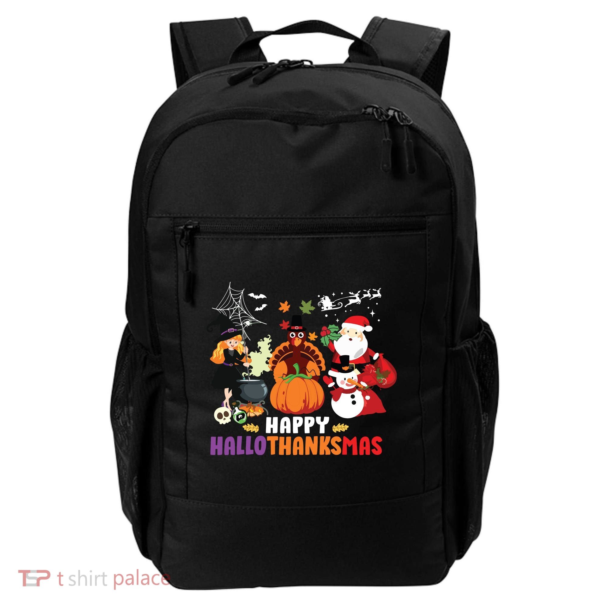 Halloween Christmas Happy Hallothanksmas Thanksgiving Backpack