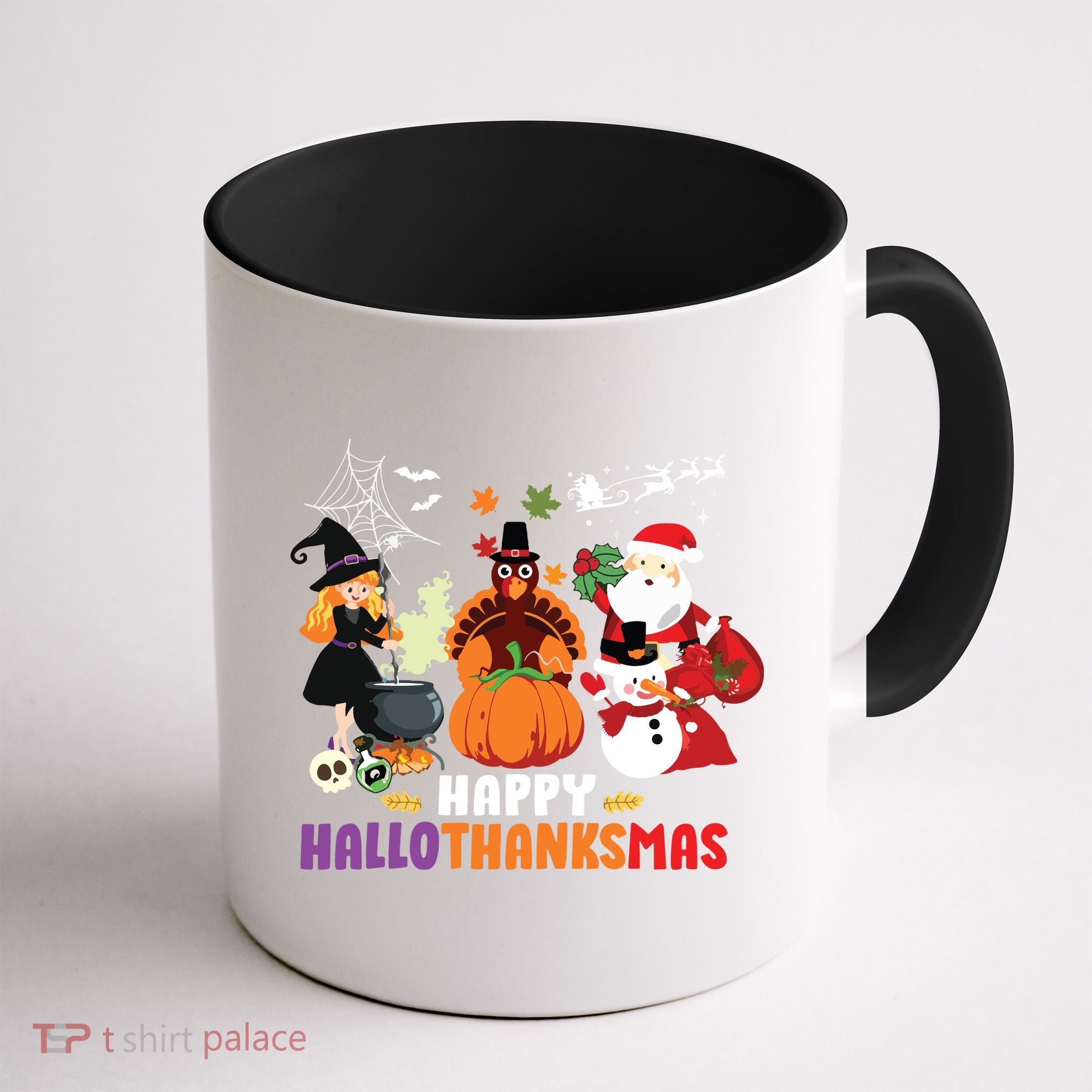 Halloween Christmas Happy Hallothanksmas Thanksgiving Coffee Mug